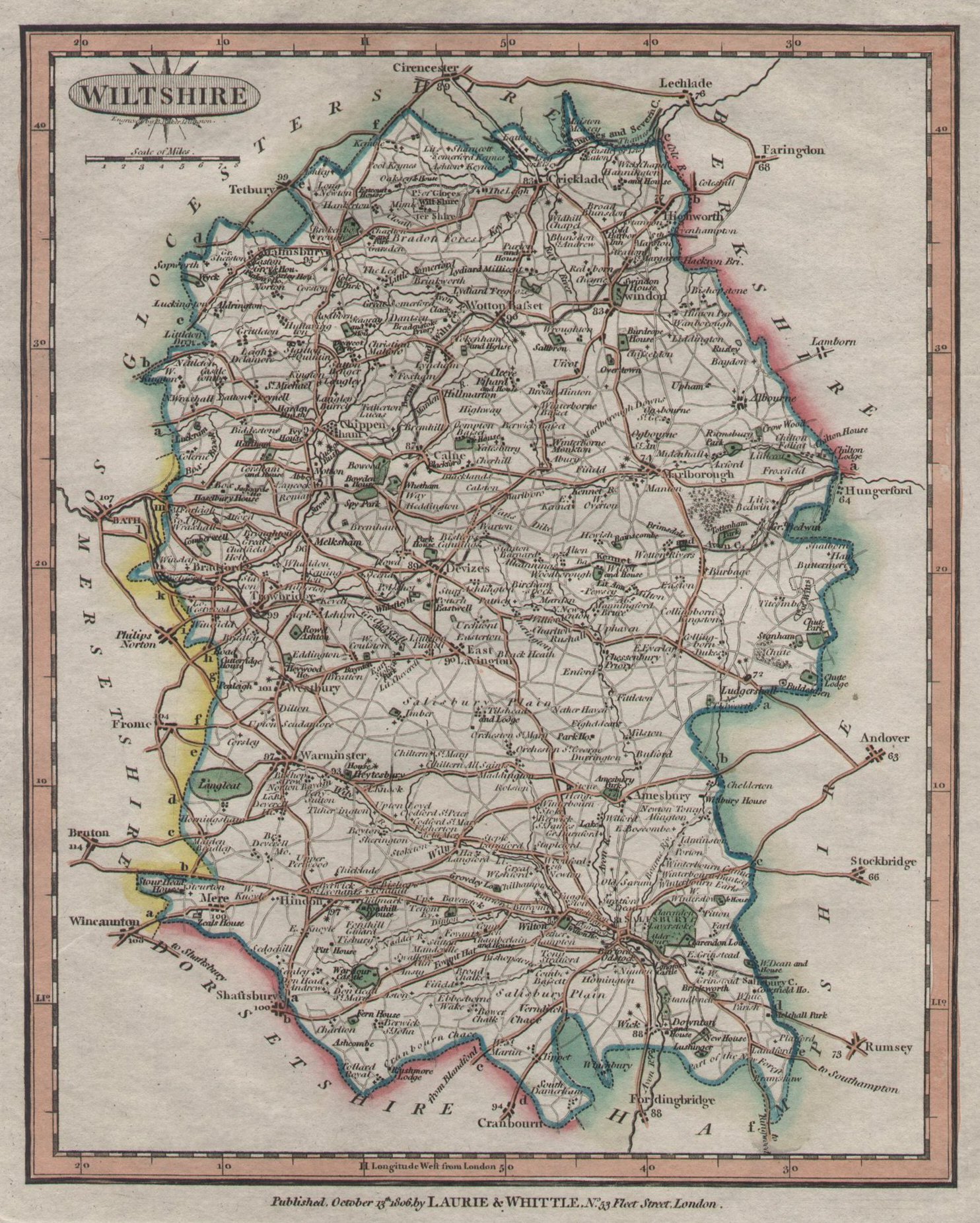 Map of Wiltshire - Baker-Laurie & Whittle